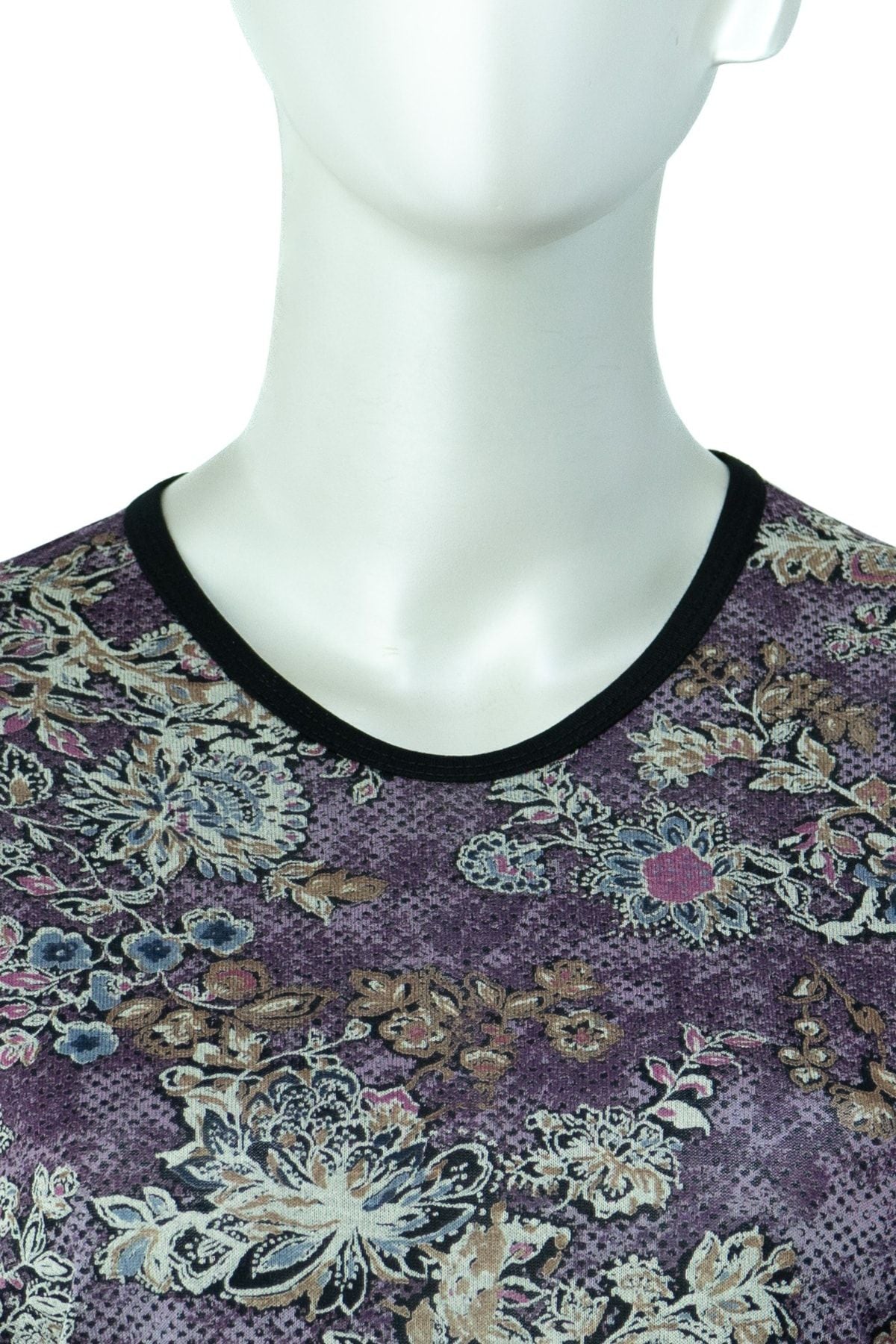 Kadın Şık Demet Desenli Hafif V Yaka Tam Kalıp Likralı Turlu Viskon Penye Kumaş Anne Bluz