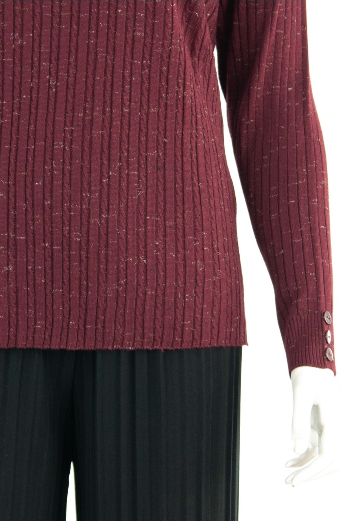 Kadın Kışlık Simetri V Yaka Desenli Uzun Kol Likralı Dokuma Triko Ince Anne Kazak