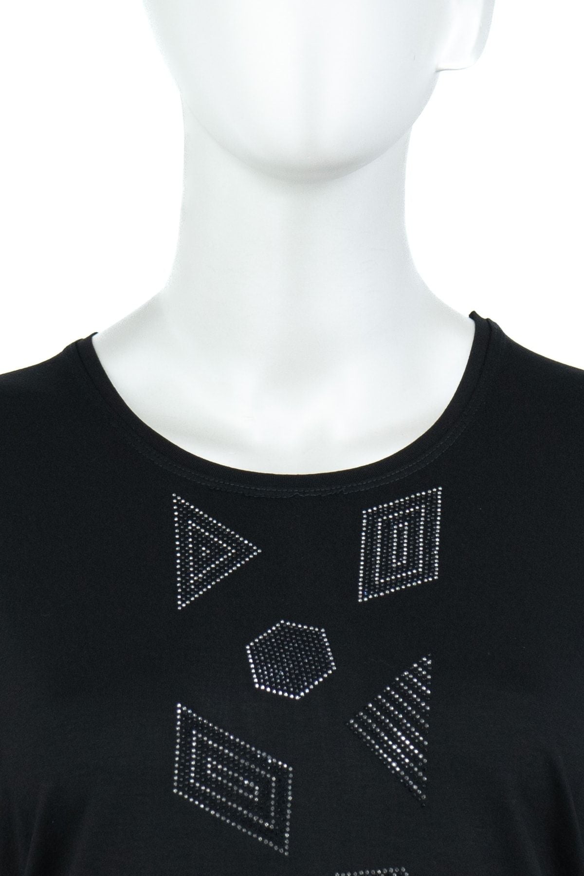 Kadın Düğün Taşlı Kısa Kollu Tam Kalıp Büyük Beden Likralı Viskon Penye Kumaş Anne Bluz