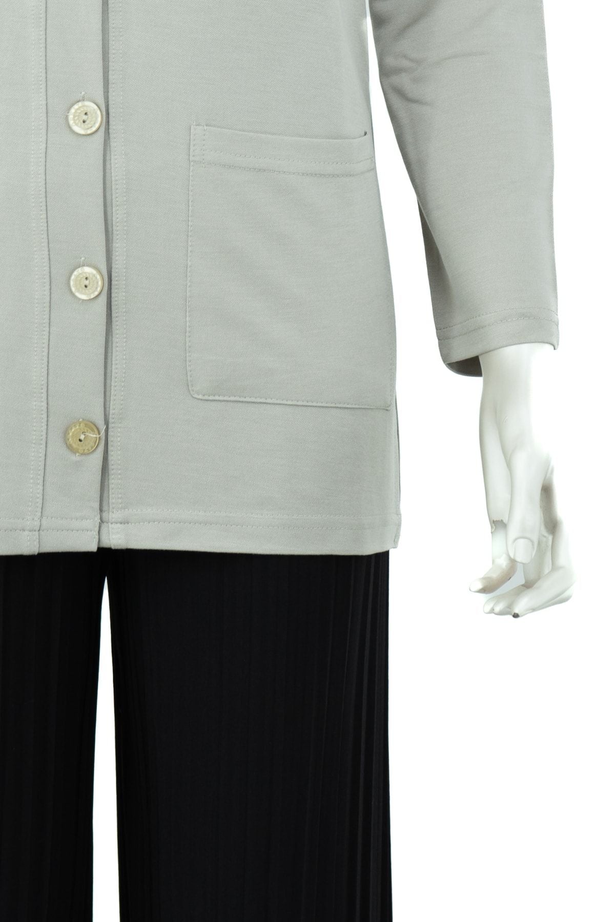 Kadın Düz Renk Rahat Kesim Uzun Kol Cepli Büyük Beden Likrasız Glorya Penye Kumaş Anne Hırka