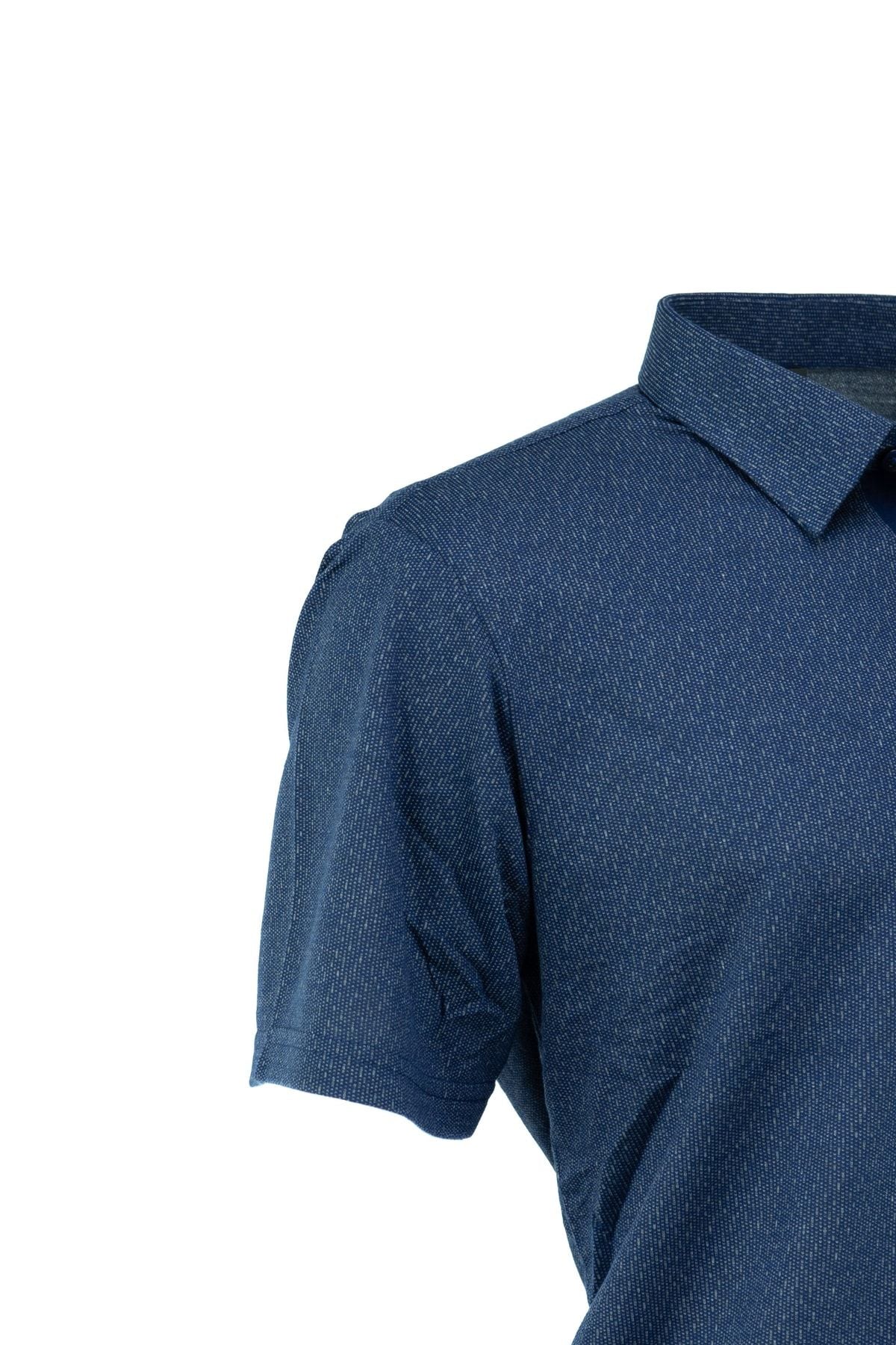 Erkek Gömlek Yaka Desenli Cepli Kısa Kollu Normal Kesim Premium Pamuklu Kumaş T-shirt