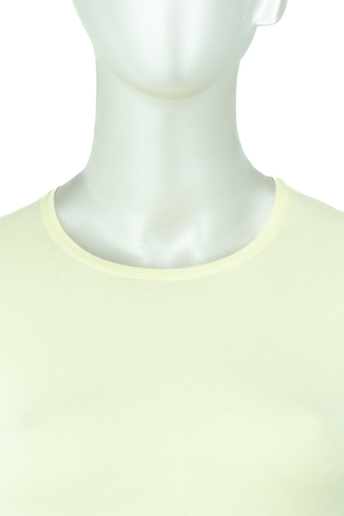 Kadın Düz Renk Yuvarlak Yaka Uzun Kollu Dar Kesim Bedene Oturan Likralı Pamuk Kumaş Badi