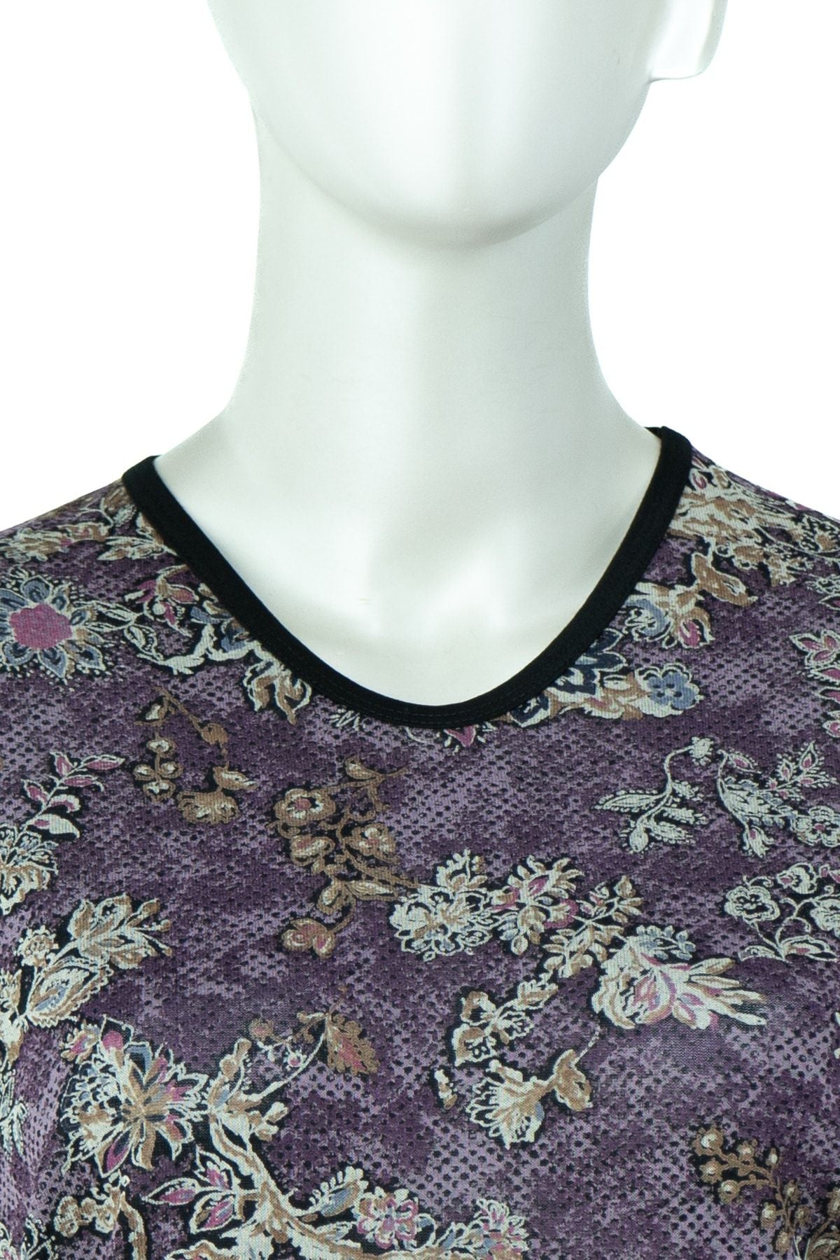 Kadın Çiçek Desenli Hafif V Yaka Kısa Kollu Tam Kalıp Turlu Viskon Penye Kumaş Anne Bluz