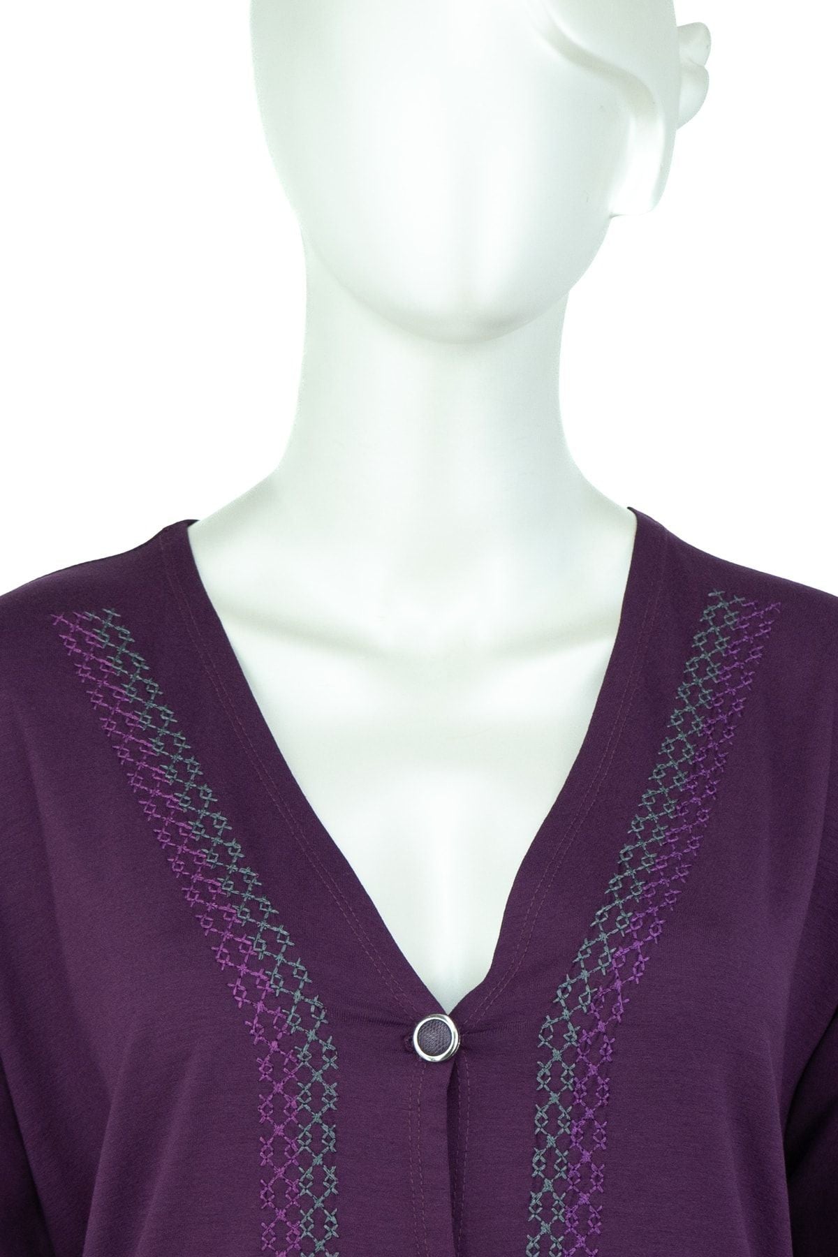 Kadın Önü Düğmeli Cepli Bahar Örgüsü Model TamKalıp Turlu Viskon Penye Kumaş Anne Uzun Hırka