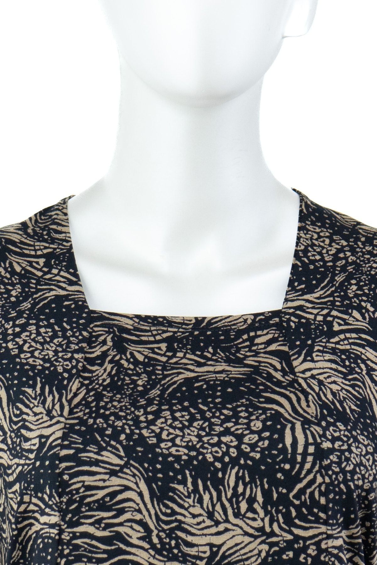 Kadın Sarmaşık Desenli Kısa Kollu Tam Kalıp Likralı Viskon Kumaş Klasik Diz Altı Elbise