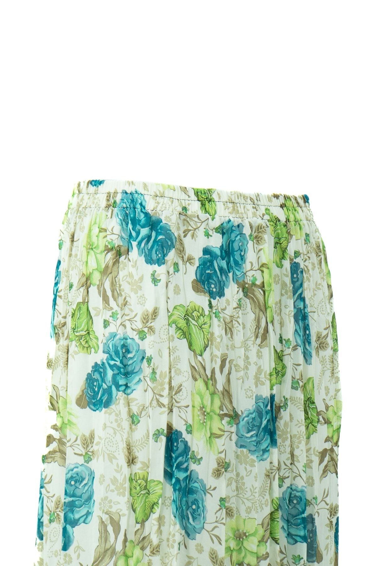 Kadın Şık Gül Bahçesi Desenli Rahat Kesim Tam Kalıp Astarı Likralı Iki Parçalı Şifon Etek