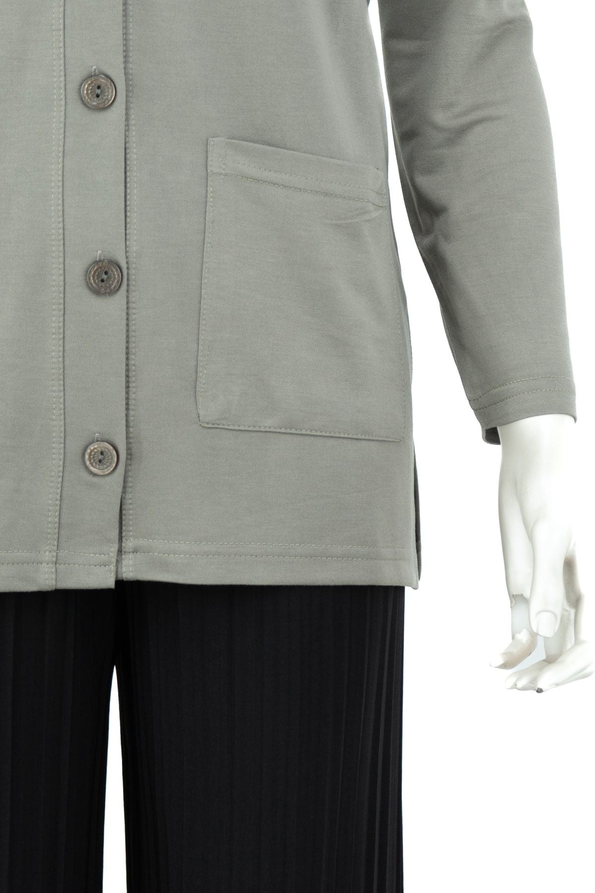 Kadın Düz Renk Rahat Kesim Uzun Kol Cepli Büyük Beden Likrasız Glorya Penye Kumaş Anne Hırka