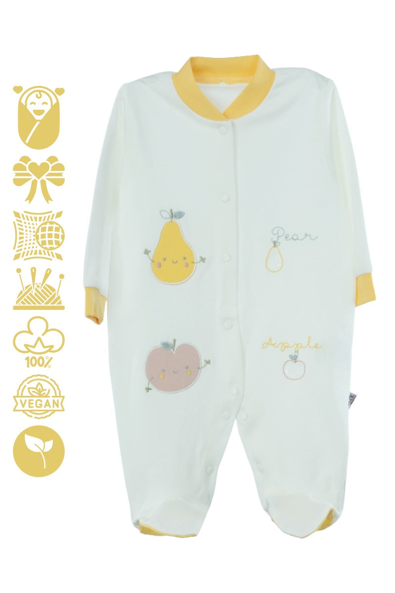 Oppland Erkek Bebek Tulum 3-6 Aylık Organik %100 Pamuk Kumaş Uzun Kol Çıtçıtlı OPEBT25BYZMOD51