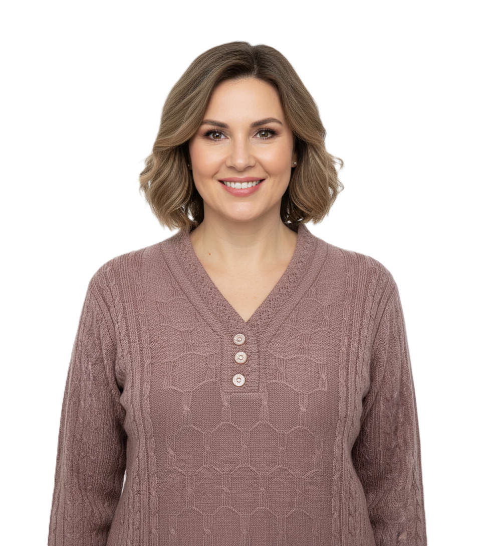 Oppland Kadın Kışlık Triko Kazak Kardelen Örme V Yaka Yumuşacık Rahat Tam Kalıp