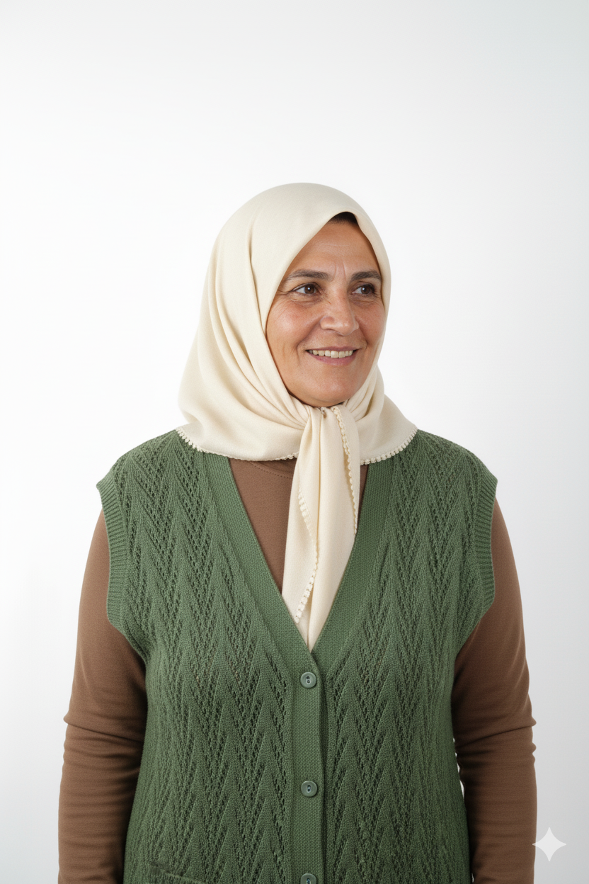 Kadın Kışlık Pamuklu Triko Klasik Örme Anne Yelek Kilim Örgü Model Önden Düğmeli Çift Cepli