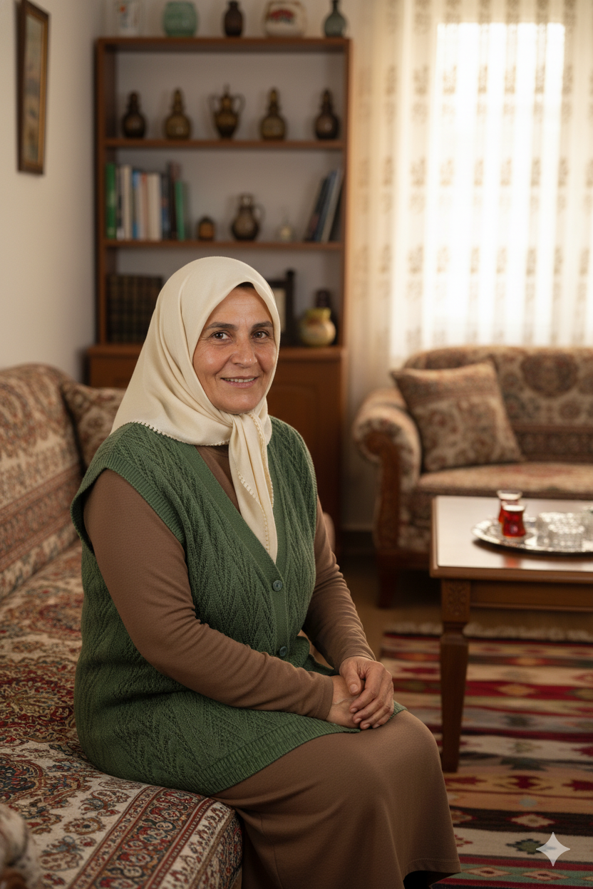 Kadın Kışlık Pamuklu Triko Klasik Örme Anne Yelek Kilim Örgü Model Önden Düğmeli Çift Cepli