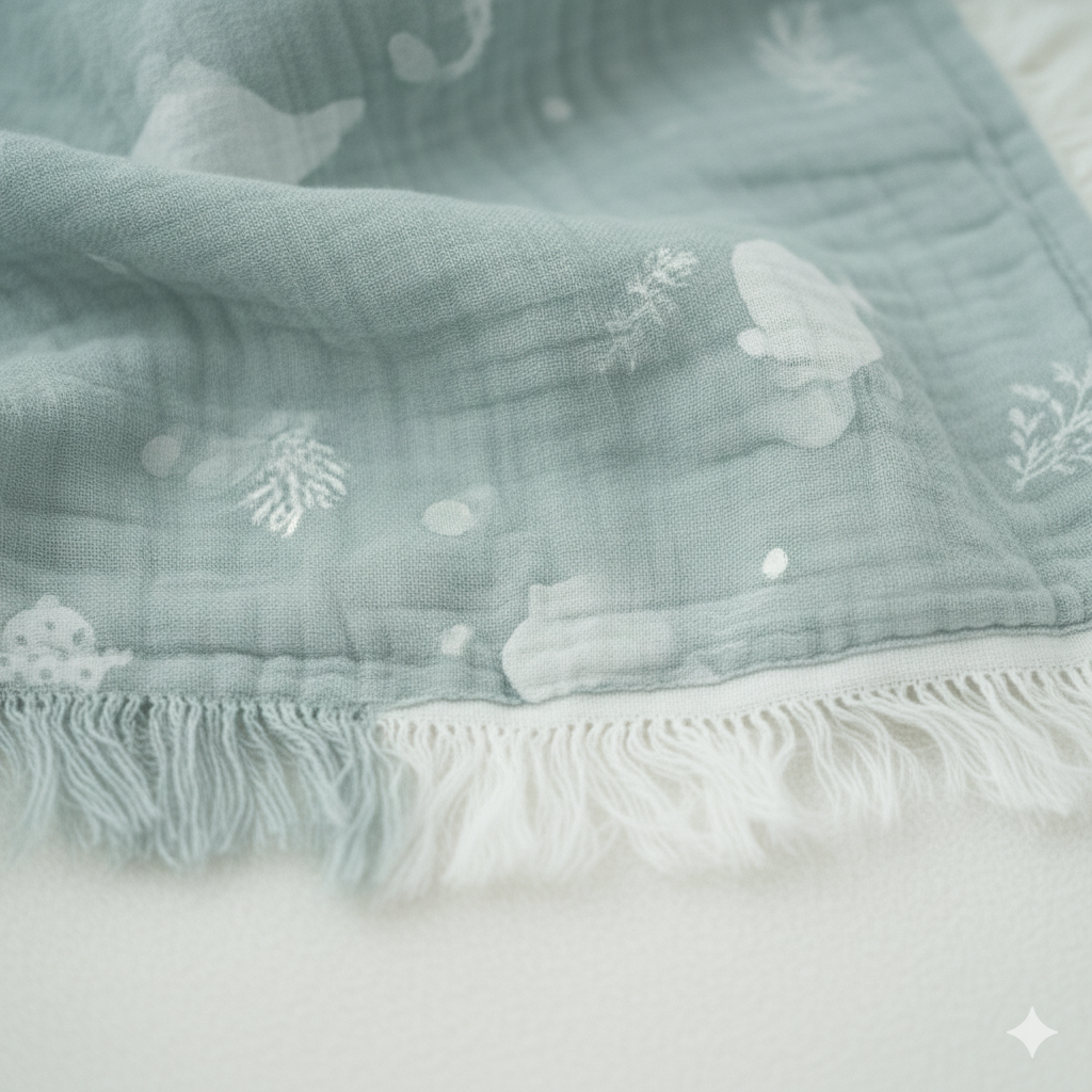 Oppland Erkek Bebek Battaniyesi Jakarlı Çift Katlı Ultra Lüks Yumuşak Müslin Kumaş 100*120 cm