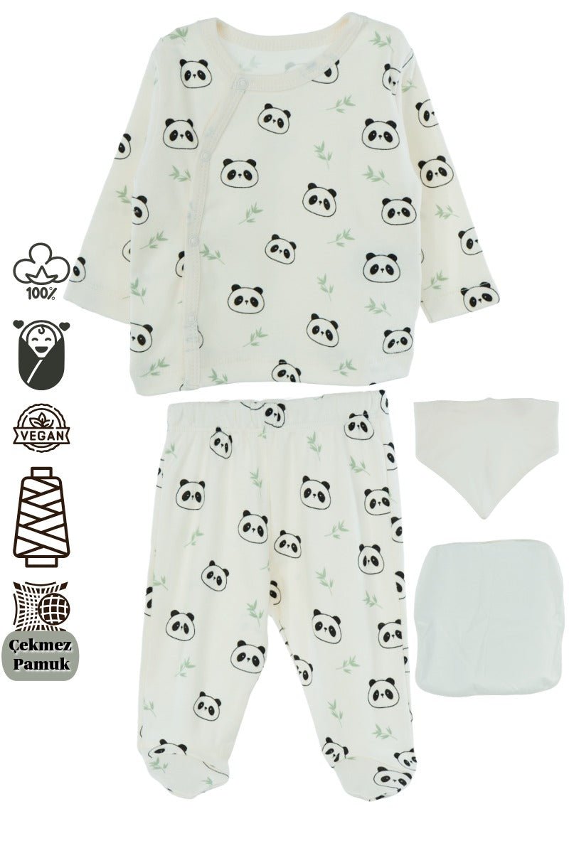 Oppland Erkek Bebek Yeni Doğan 10 Lu Zıbın Seti 0-3 Aylık %100 Organik Pamuk Yumuşak OPEB25BBLMOD52