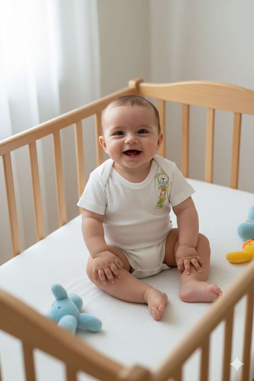 Oppland Bebek Zıbın Badi Kısa Kollu %100 Pamuk Kumaş Düz Çıtçıtlı Yeni doğan