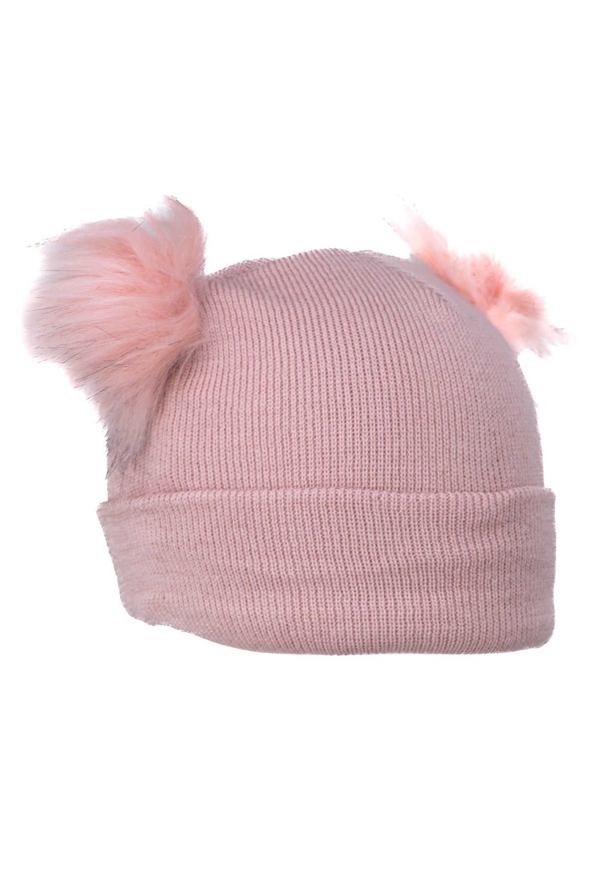 Oppland Kız Çocuk Kışlık Kalın Bere Çift Ponpon Model Pamuklu Katlamalı Sıcak Tutar Esnek Rüzgar Geçirmez Rahat Tasarım