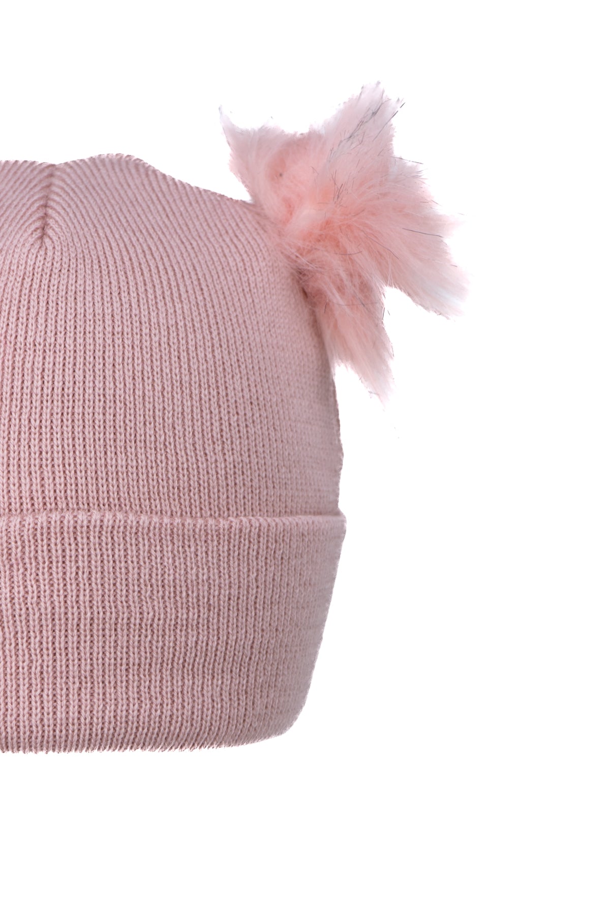 Oppland Kız Çocuk Kışlık Kalın Bere Çift Ponpon Model Pamuklu Katlamalı Sıcak Tutar Esnek Rüzgar Geçirmez Rahat Tasarım