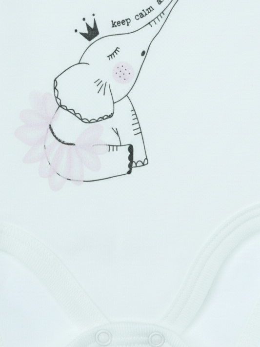 Oppland Kız Bebek Zıbın Badi  %100 Pamuk Kumaş Baskılı Çıtçıtlı Yeni doğan