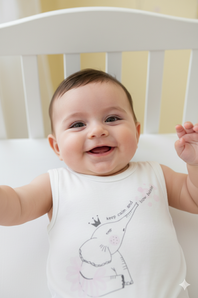 Oppland Kız Bebek Zıbın Badi  %100 Pamuk Kumaş Baskılı Çıtçıtlı Yeni doğan