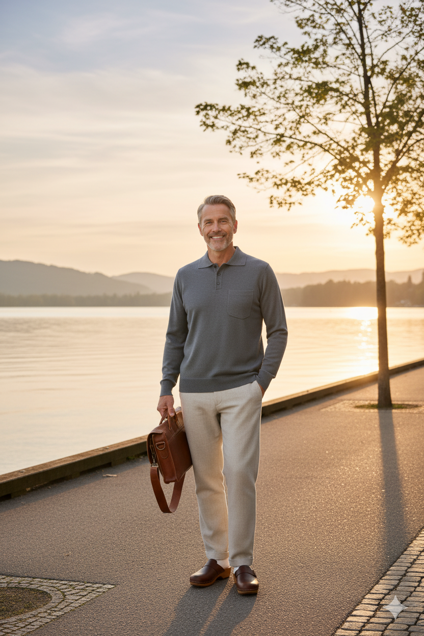 Oppland Erkek Kazak Premium Yün Tarzı Klasik Polo Yaka Düğmeli Cepli Rahat Tam Kalıp