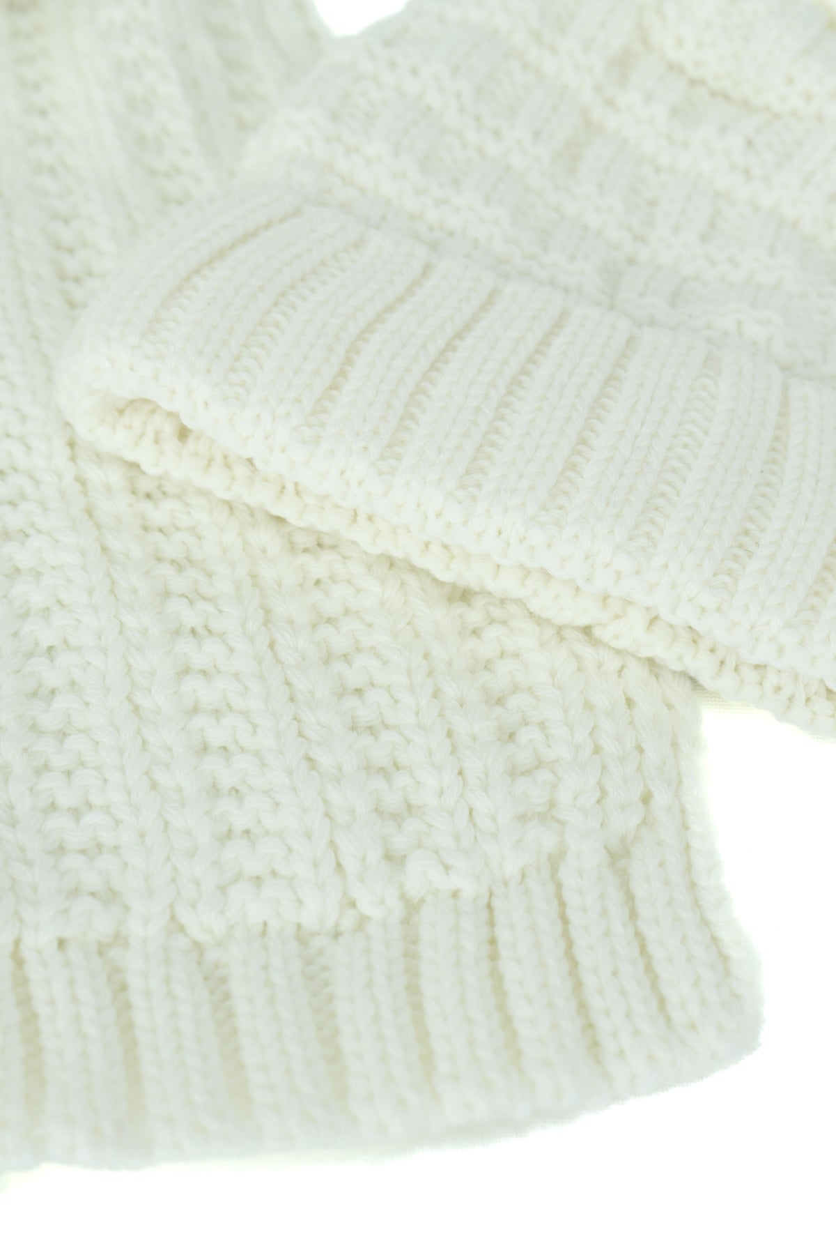 Oppland Kadın Kışlık Kalın Ponponlu Bere ve Atkı Takımı Pamuklu Katlamalı Sıcak Tutar Esnek Rüzgar Geçirmez Rahat Hafif