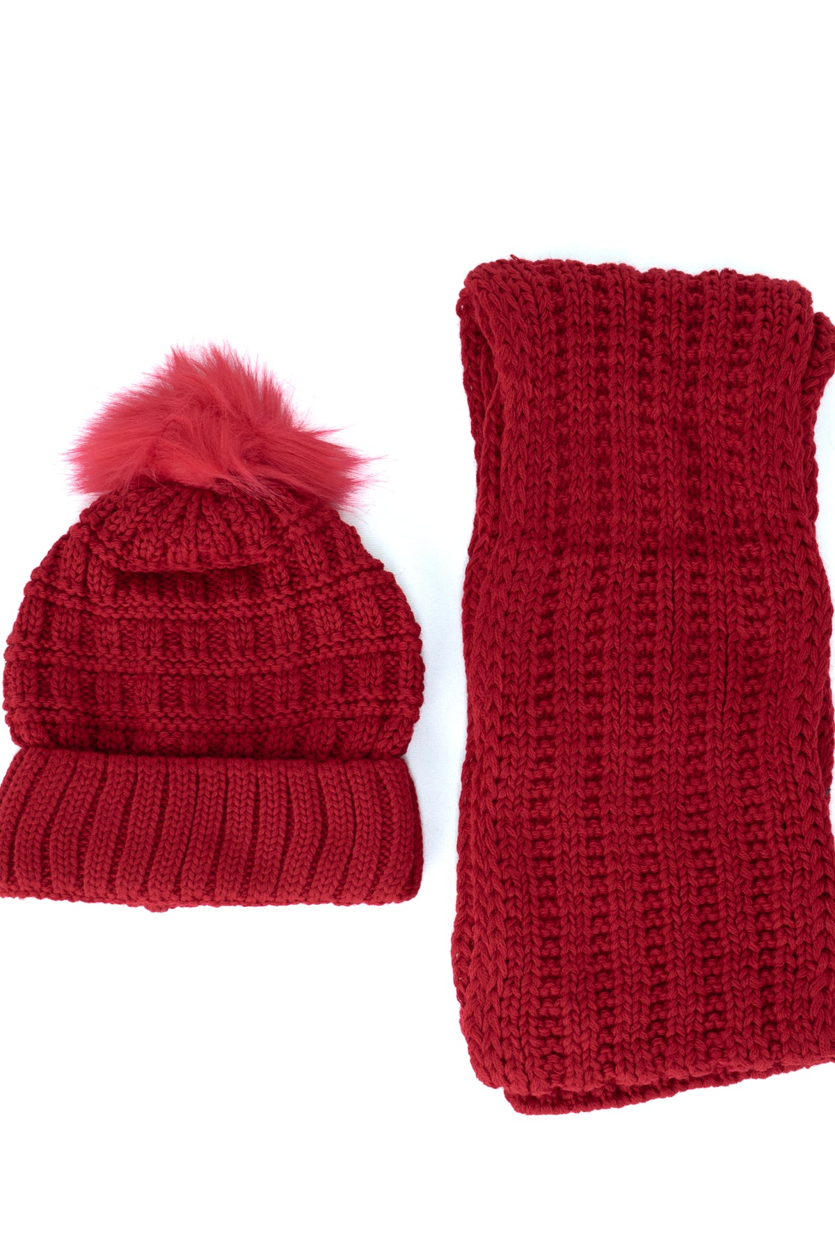 Oppland Kadın Kışlık Kalın Ponponlu Bere ve Atkı Takımı Pamuklu Katlamalı Sıcak Tutar Esnek Rüzgar Geçirmez Rahat Hafif