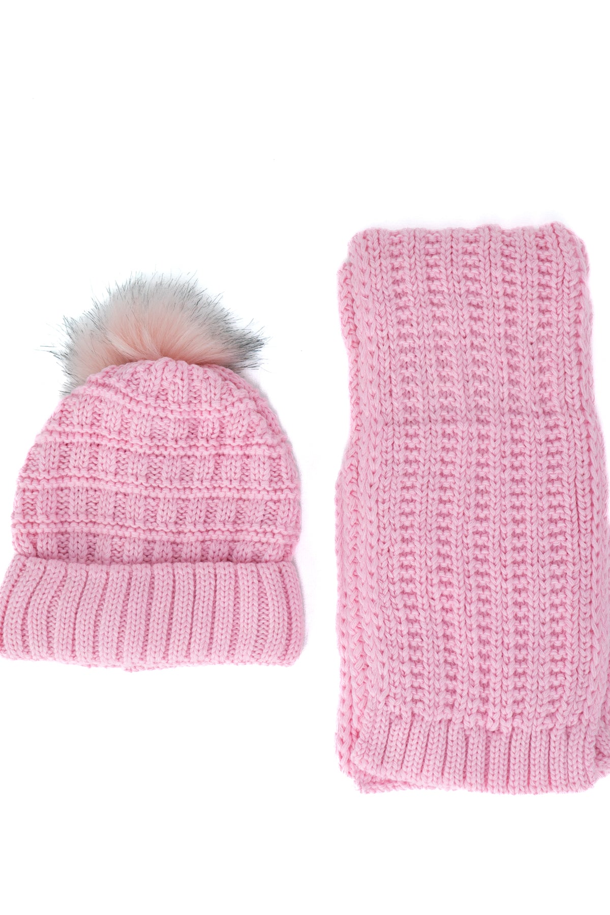 Oppland Kadın Kışlık Kalın Ponponlu Bere ve Atkı Takımı Pamuklu Katlamalı Sıcak Tutar Esnek Rüzgar Geçirmez Rahat Hafif