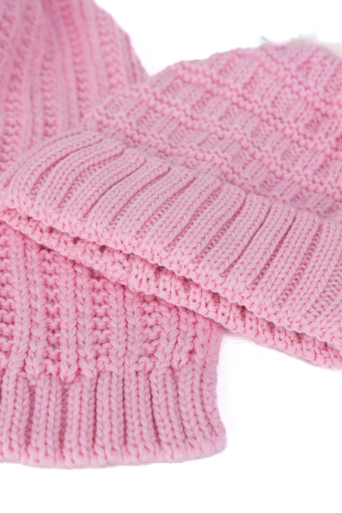 Oppland Kadın Kışlık Kalın Ponponlu Bere ve Atkı Takımı Pamuklu Katlamalı Sıcak Tutar Esnek Rüzgar Geçirmez Rahat Hafif