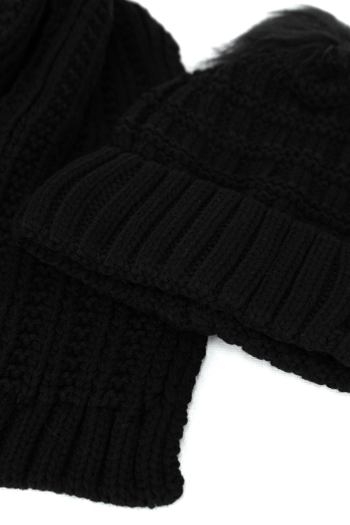 Oppland Kadın Kışlık Kalın Ponponlu Bere ve Atkı Takımı Pamuklu Katlamalı Sıcak Tutar Esnek Rüzgar Geçirmez Rahat Hafif