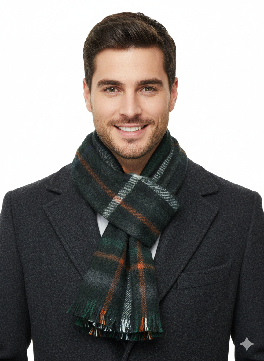 Oppland Erkek Kışlık Atkı Çizgili Pamuklu Örme Püsküllü Yumuşak Dokulu Şık Ve Jakarlı Model