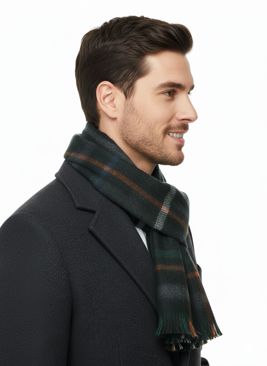 Oppland Erkek Kışlık Atkı Çizgili Pamuklu Örme Püsküllü Yumuşak Dokulu Şık Ve Jakarlı Model