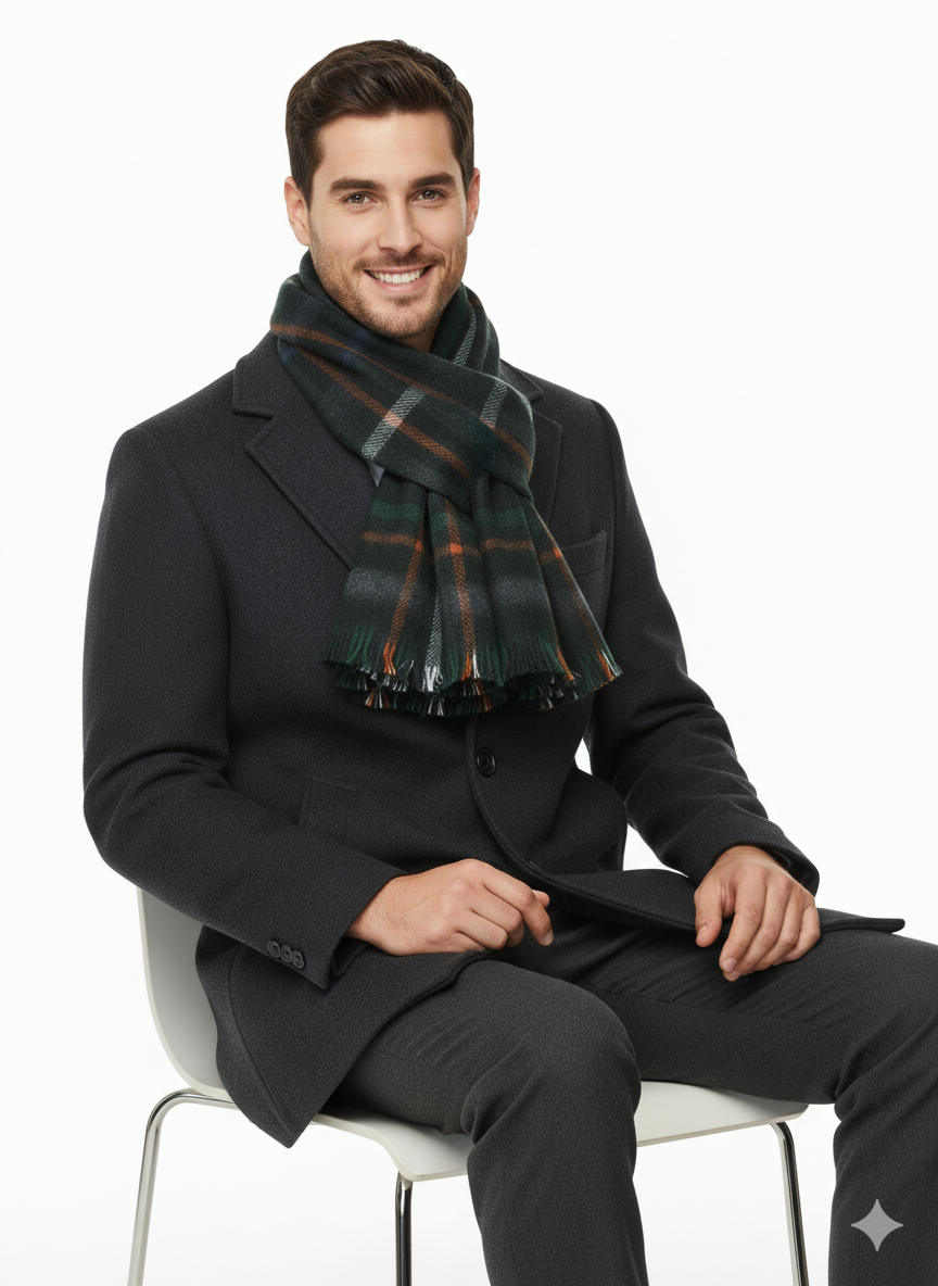 Oppland Erkek Kışlık Atkı Çizgili Pamuklu Örme Püsküllü Yumuşak Dokulu Şık Ve Jakarlı Model