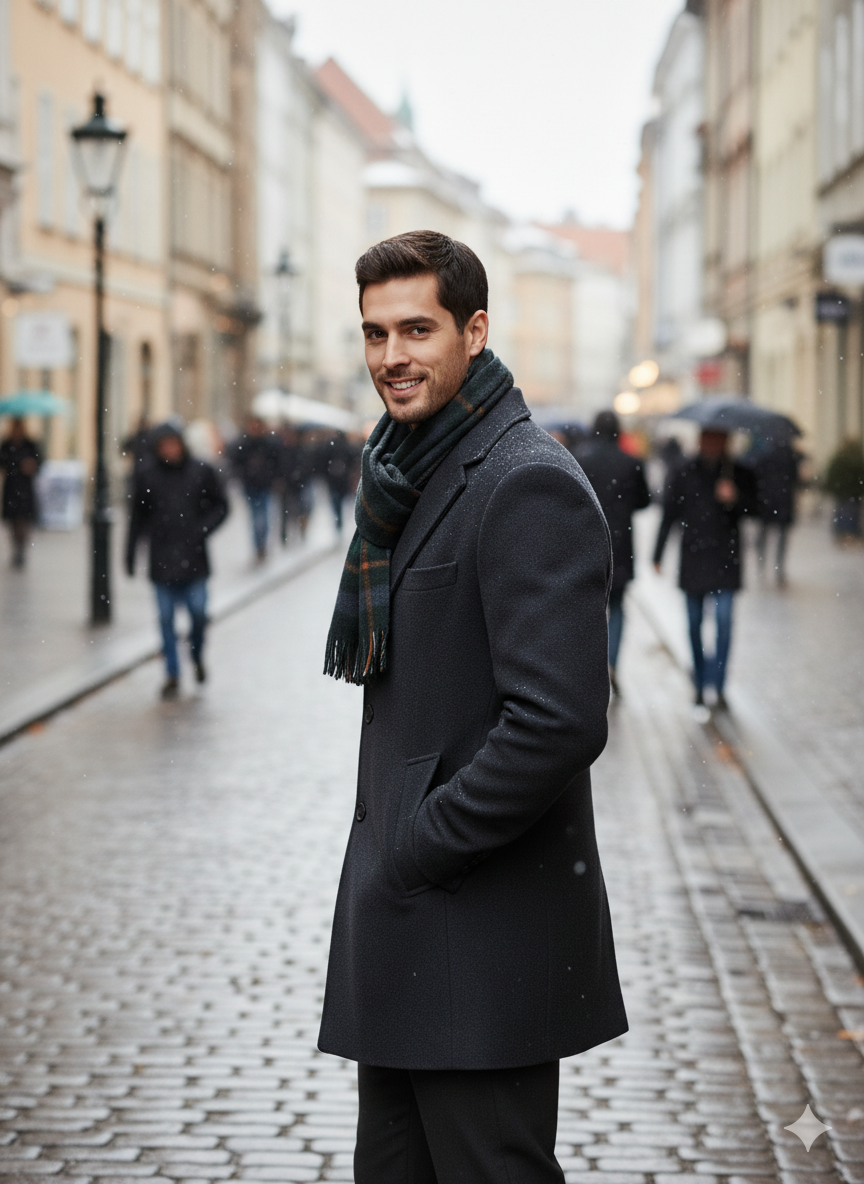 Oppland Erkek Kışlık Atkı Çizgili Pamuklu Örme Püsküllü Yumuşak Dokulu Şık Ve Jakarlı Model