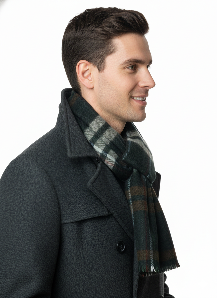 Oppland Erkek Kışlık Atkı Çizgili Pamuklu Örme Püsküllü Yumuşak Dokulu Şık Ve Jakarlı Model