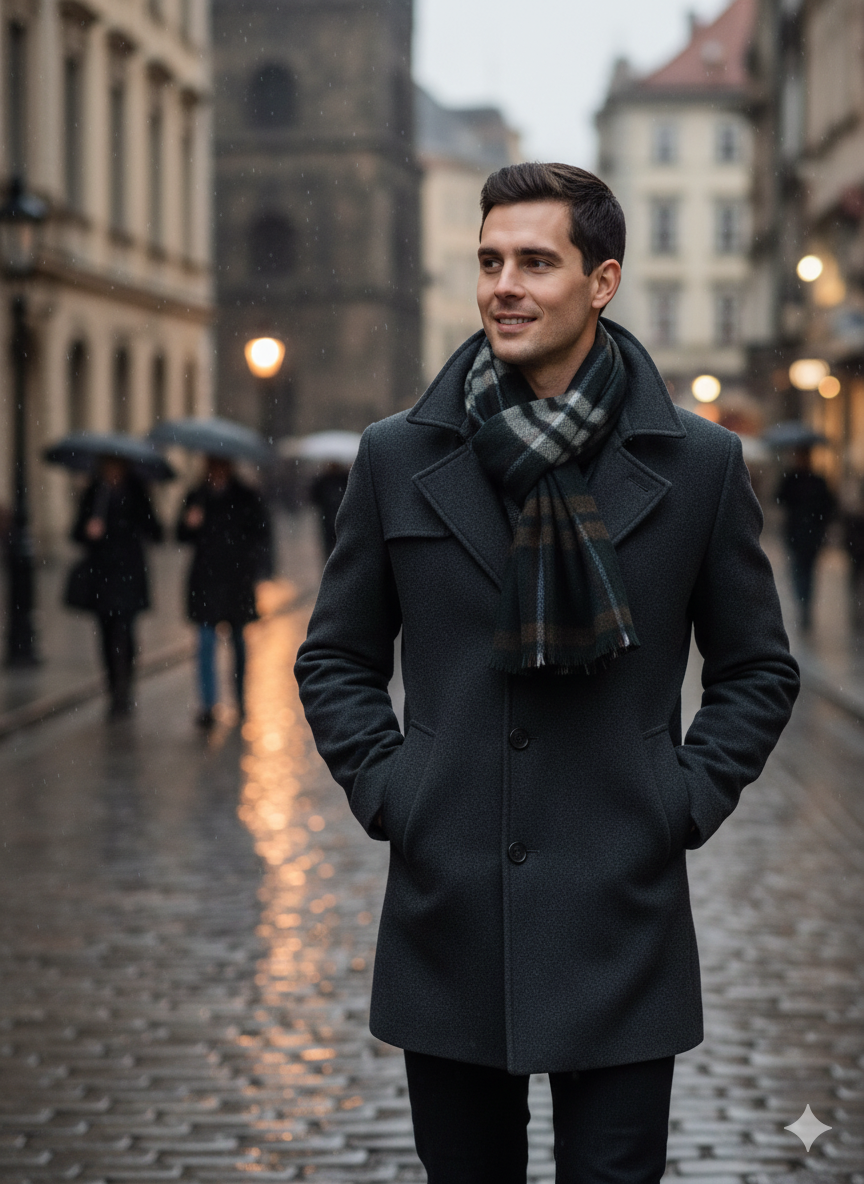 Oppland Erkek Kışlık Atkı Çizgili Pamuklu Örme Püsküllü Yumuşak Dokulu Şık Ve Jakarlı Model