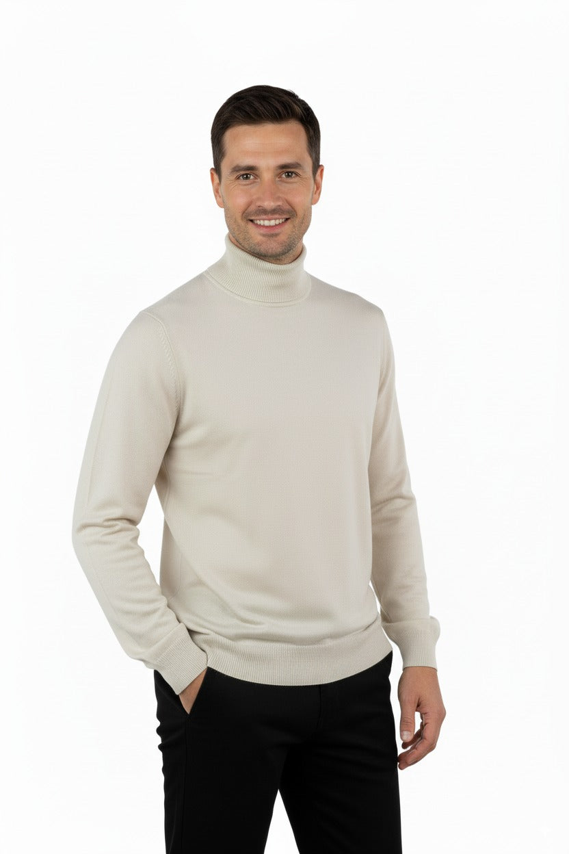 Erkek Uzun Kollu Yarım Balıkçı Yaka Klasik Model Rahat Kesim Tam Kalıp Yünlü Dokuma Kazak