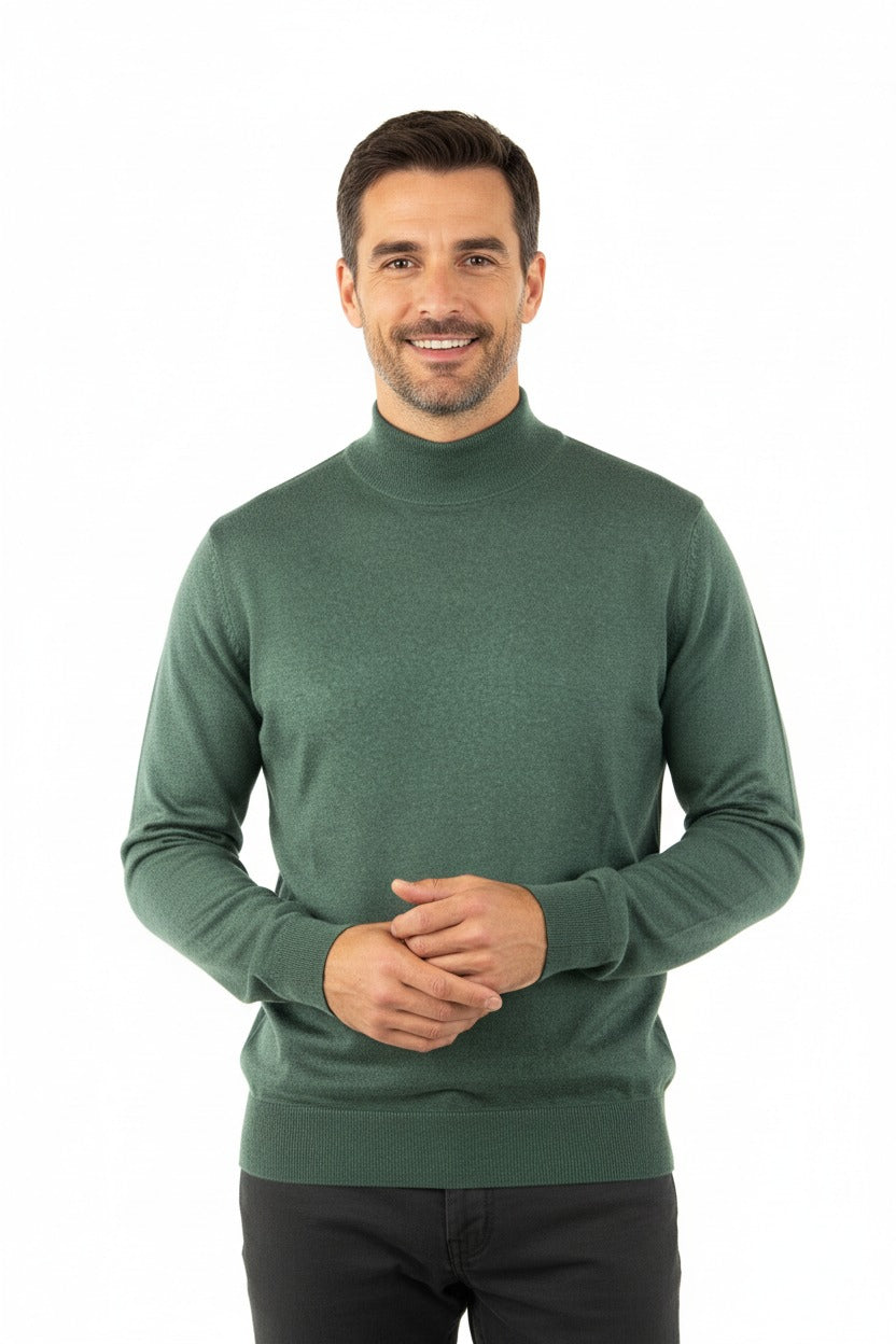 Erkek Uzun Kollu Yarım Balıkçı Yaka Klasik Model Rahat Kesim Tam Kalıp Yünlü Dokuma Kazak