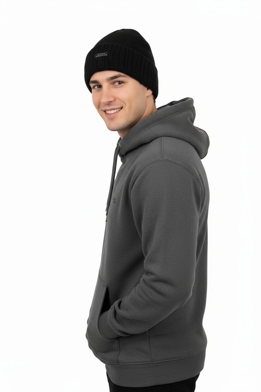 Erkek Kışlık Kalın Bere Pamuklu Katlamalı Stone Model Sıcak Tutar Esnek Rüzgar Geçirmez