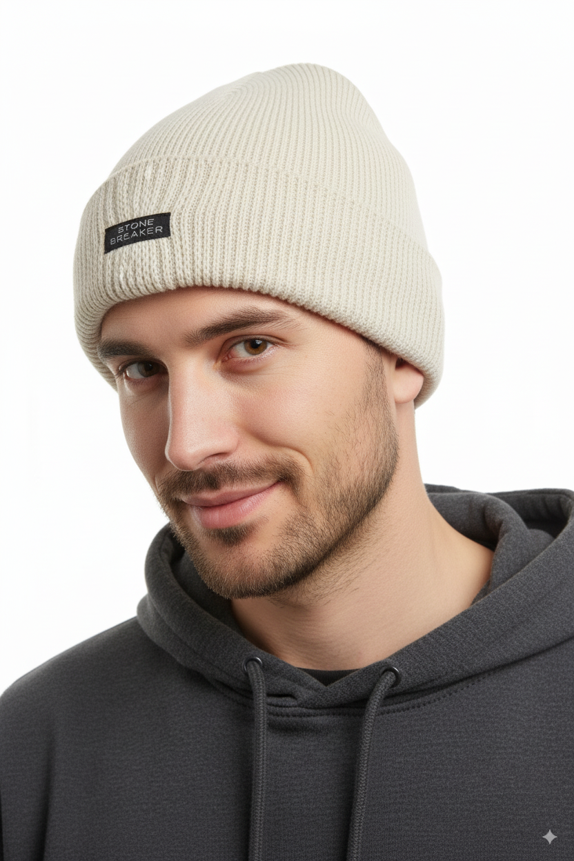 Erkek Kışlık Kalın Bere Pamuklu Katlamalı Stone Model Sıcak Tutar Esnek Rüzgar Geçirmez