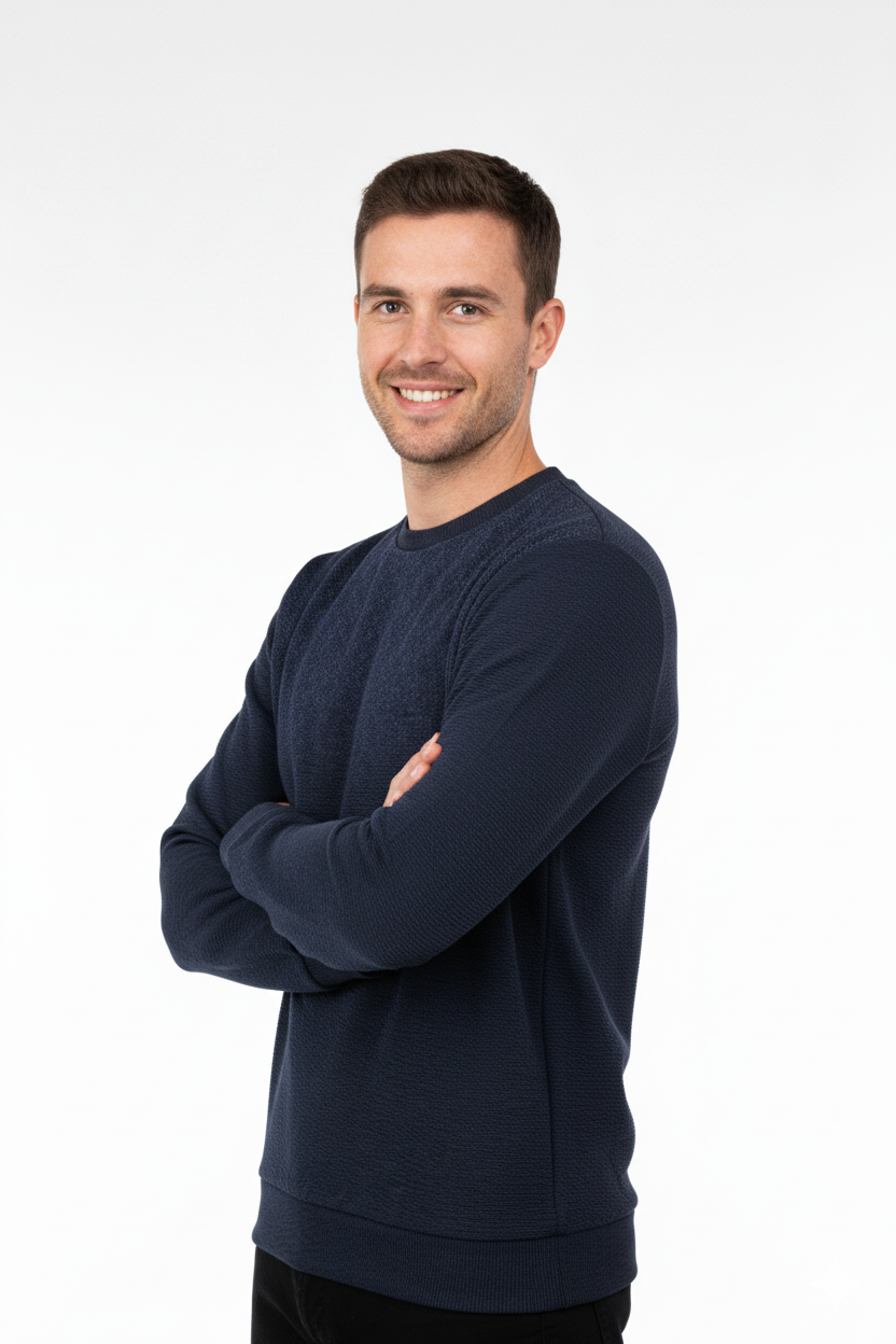 Erkek Mevsimlik Doğal Pamuklu Şık Sweatshirt Bisiklet Yaka Panolu Rahat Kesim Tam Kalıp