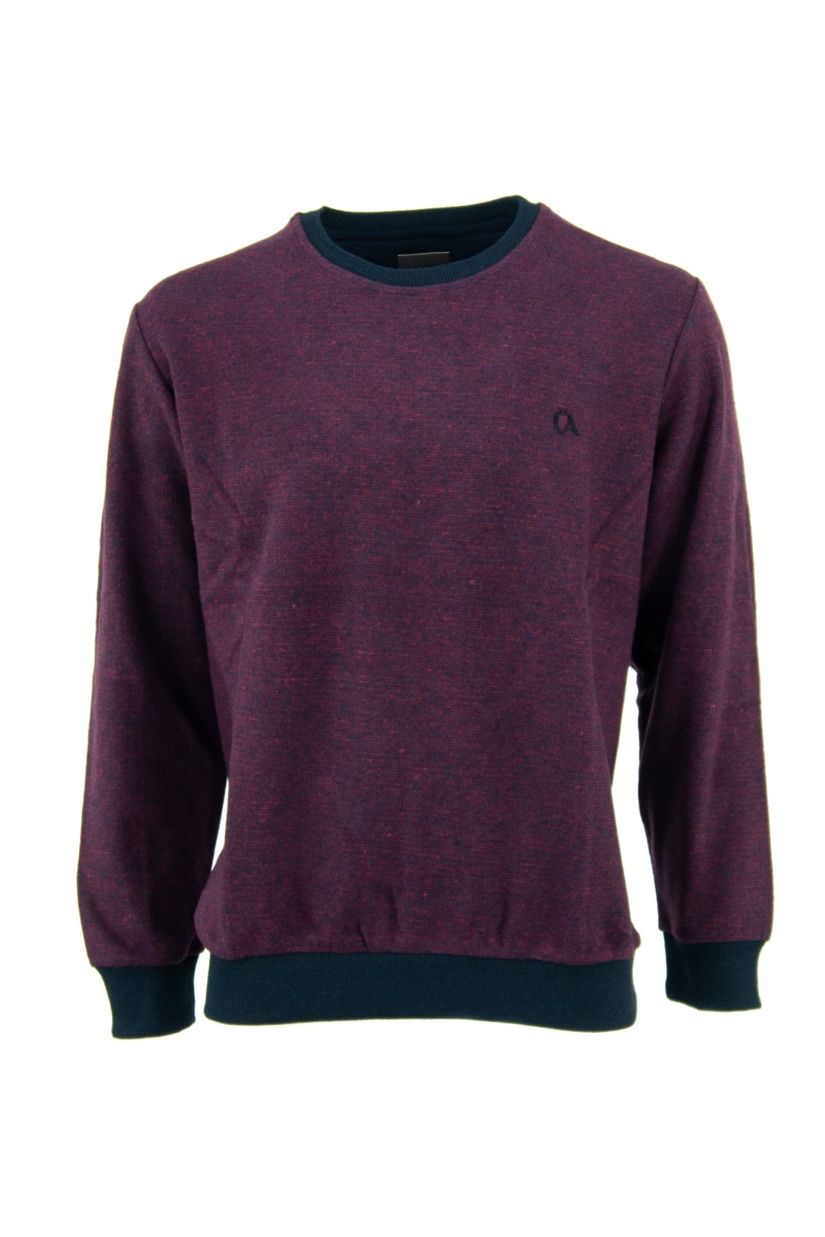 Erkek Kışlık Düğmeli Bisiklet Yaka Armalı Uzun Kollu Kırçıllı Şardonlu Pamuklu Dokuma Kazak