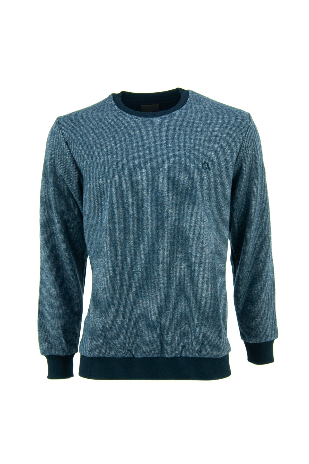 Erkek Kışlık Düğmeli Bisiklet Yaka Armalı Uzun Kollu Kırçıllı Şardonlu Pamuklu Dokuma Kazak