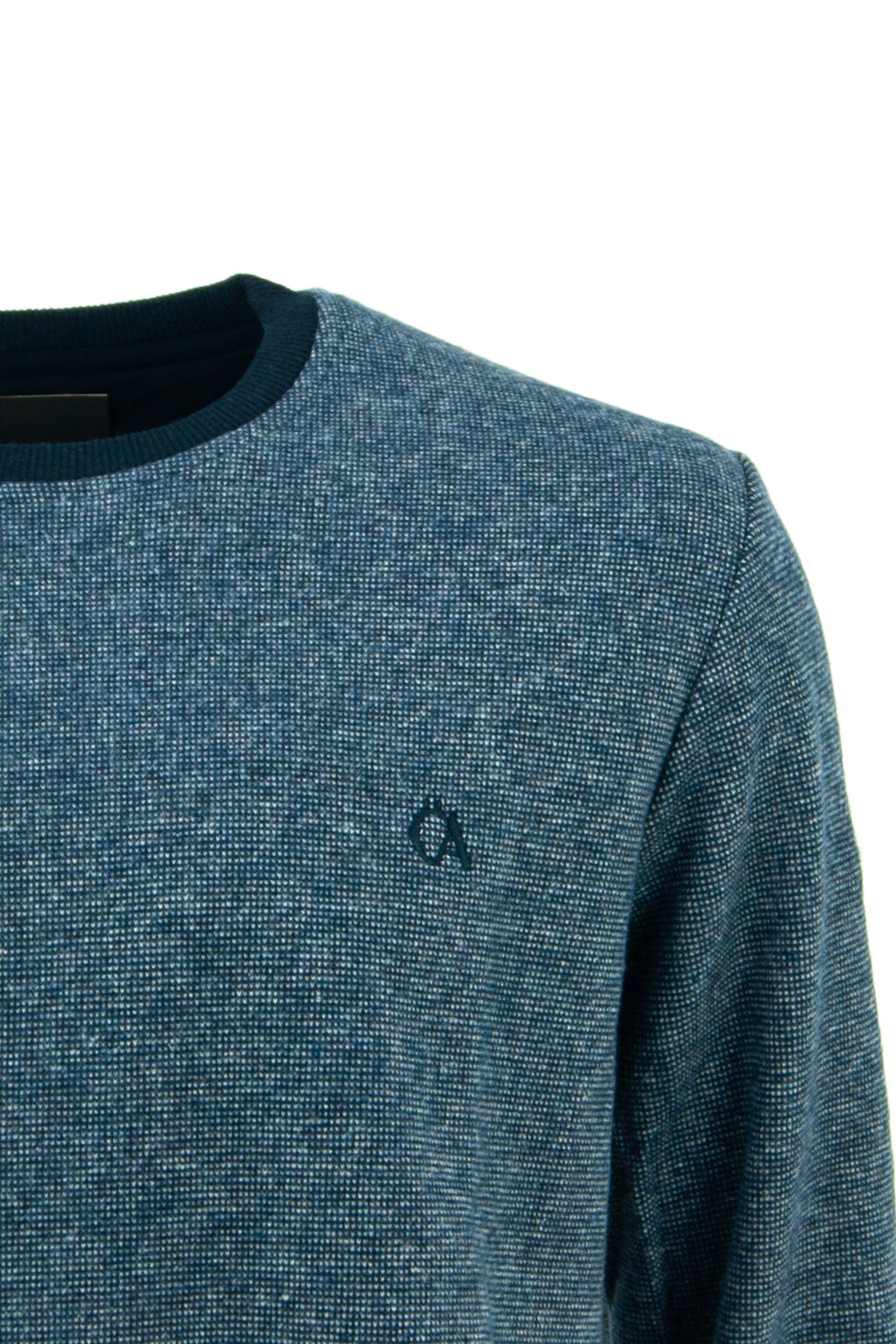 Erkek Kışlık Düğmeli Bisiklet Yaka Armalı Uzun Kollu Kırçıllı Şardonlu Pamuklu Dokuma Kazak