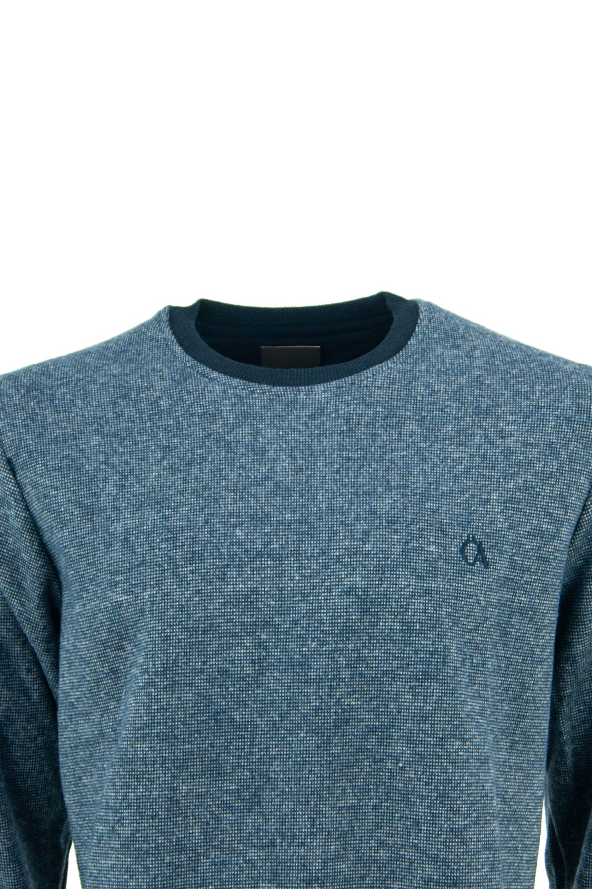 Erkek Kışlık Düğmeli Bisiklet Yaka Armalı Uzun Kollu Kırçıllı Şardonlu Pamuklu Dokuma Kazak