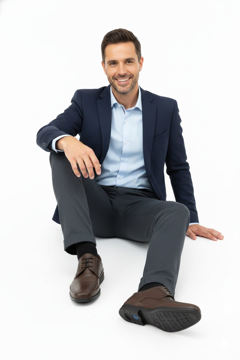 Erkek Bağcıklı Poli Taban Comfort Model Tam Kalıp Hakiki Deri Ortopedik Klasik Ayakkabı