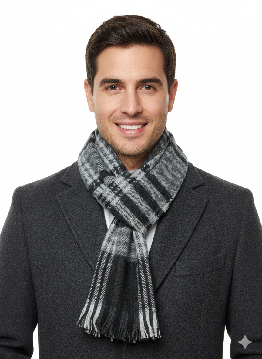 Oppland Erkek Kışlık Atkı Çizgili Pamuklu Örme Püsküllü Yumuşak Dokulu Şık Ve Sıcak Tutan Model