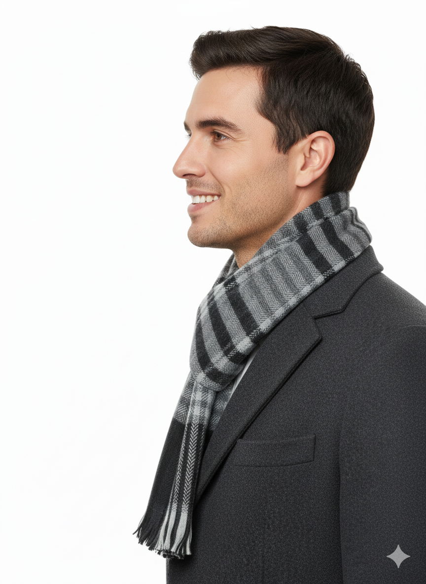 Oppland Erkek Kışlık Atkı Çizgili Pamuklu Örme Püsküllü Yumuşak Dokulu Şık Ve Sıcak Tutan Model