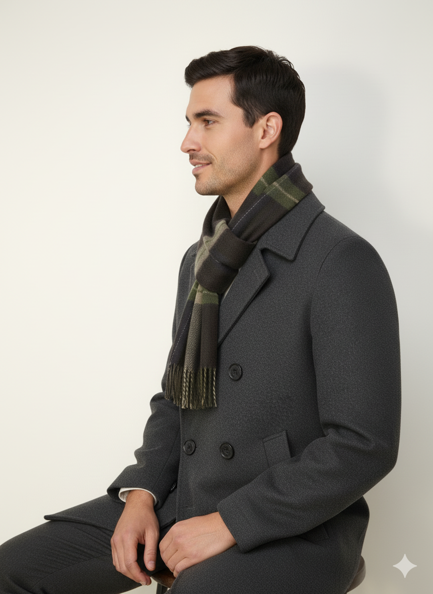 Oppland Erkek Kışlık Atkı Çizgili Pamuklu Örme Püsküllü Yumuşak Dokulu Şık Ve Sıcak Tutan Model