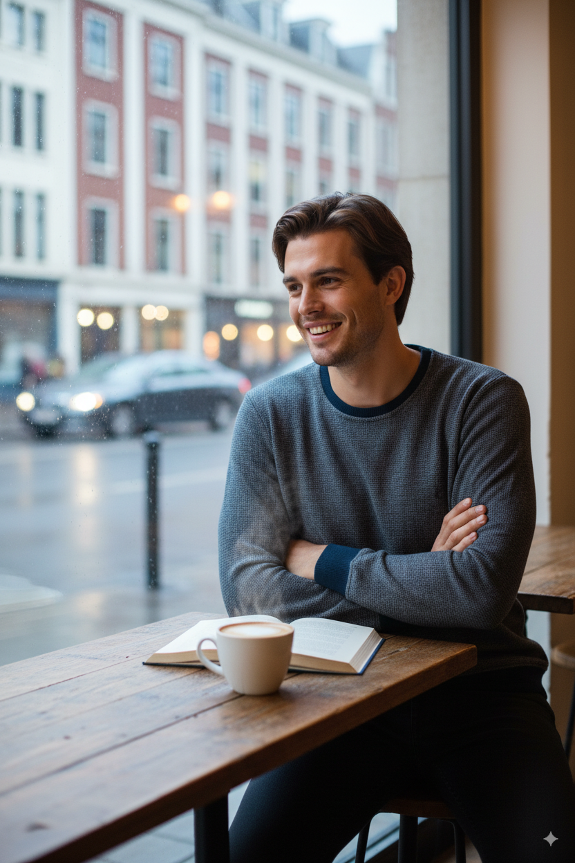 Erkek Kışlık Düğmeli Bisiklet Yaka Armalı Uzun Kollu Kırçıllı Şardonlu Pamuklu Dokuma Kazak