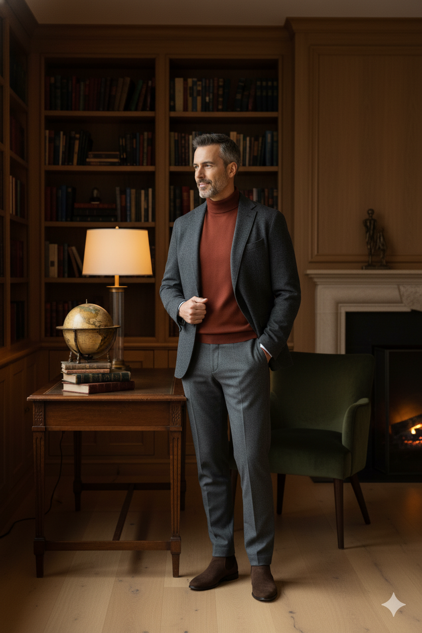 Erkek Kışlık Doğal Pamuklu Triko ince Örme Yarım Balıkçı Yaka Şık Kazak Rahat Klasik Model