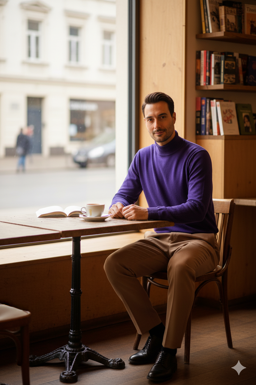 Erkek Kışlık Yarım Balıkçı Yaka Kazak Pamuklu Marina Örme Uzun Kollu Düz Renk Rahat Kesim